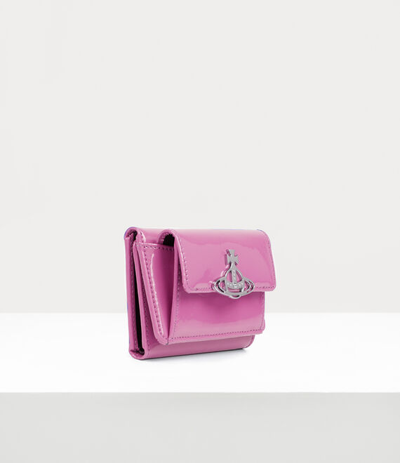 Vivienne Westwood shiny patent small frame wallet pink